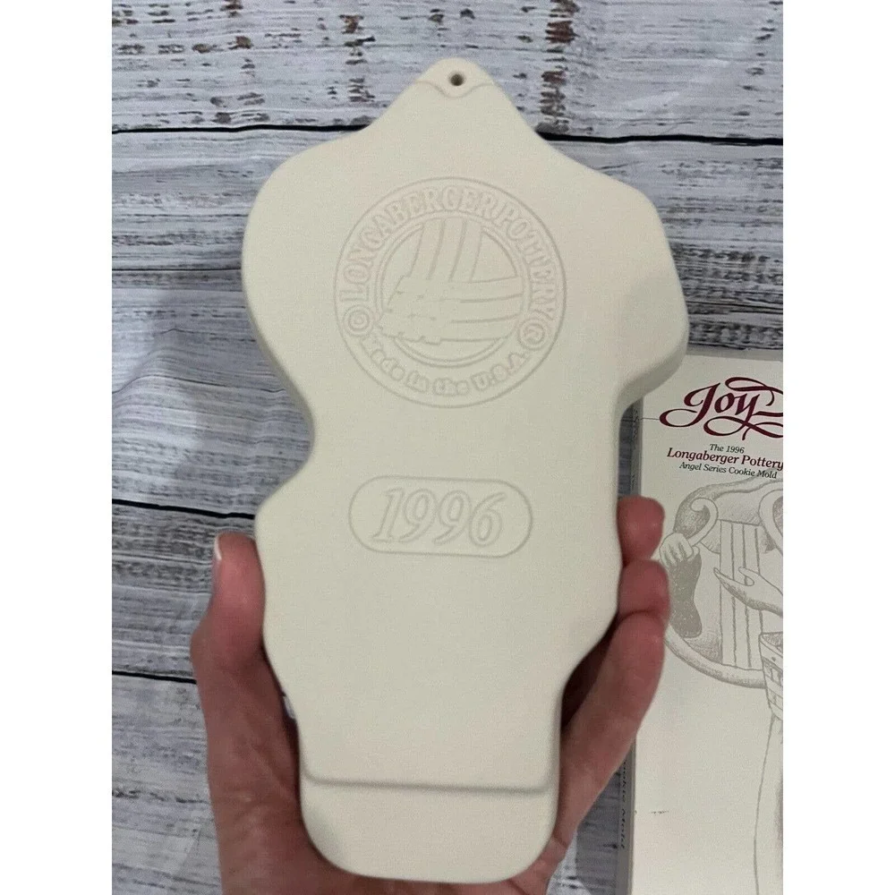 Vintage Longaberger Pottery Cookie Mold Christmas Angel JOY Bakeware 1996 USA